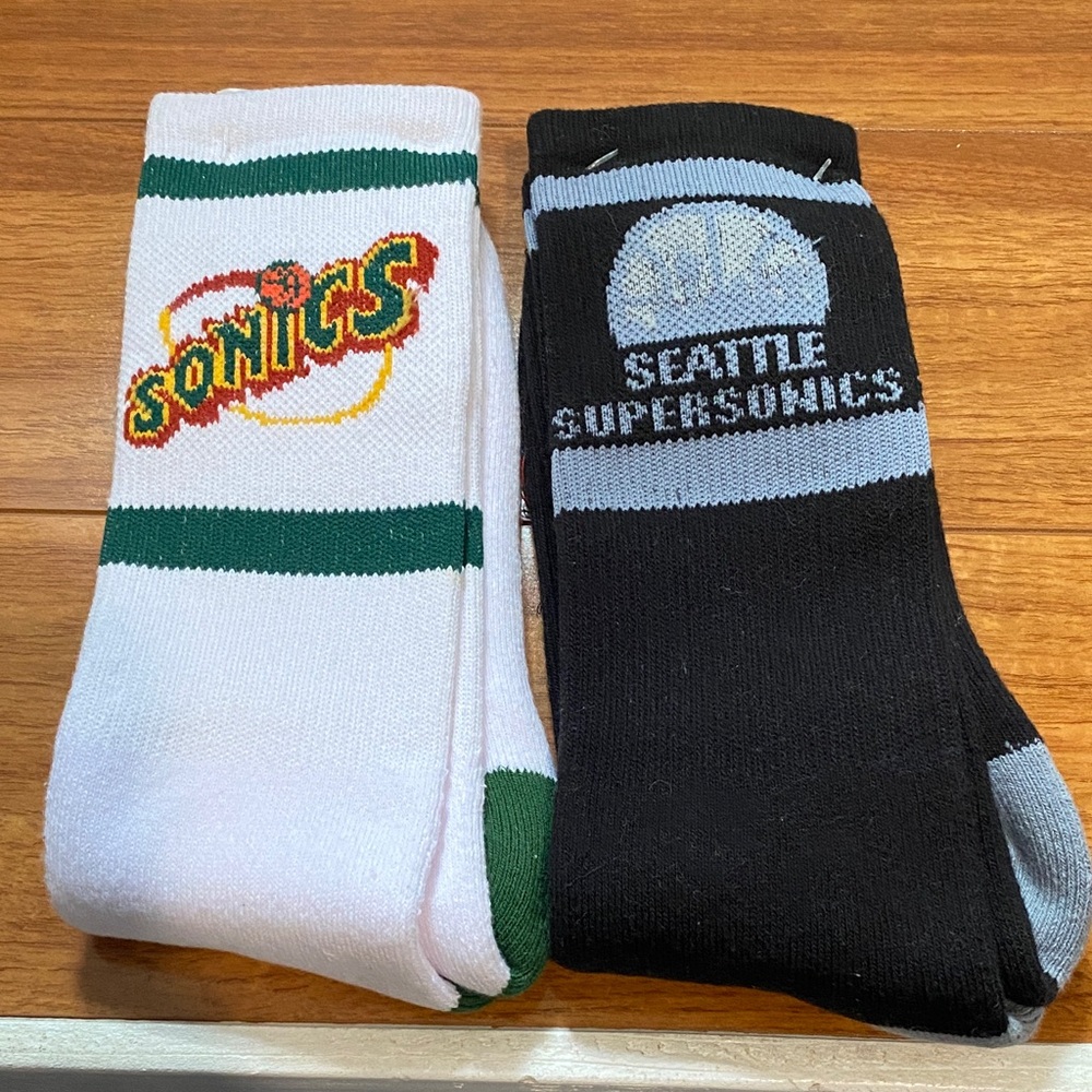 Seattle Supersonics Themed Socks - Black and White